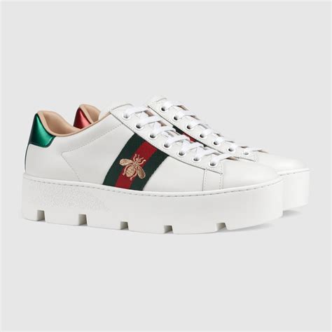 gucci ace embossed sneaker|gucci bee platform sneakers.